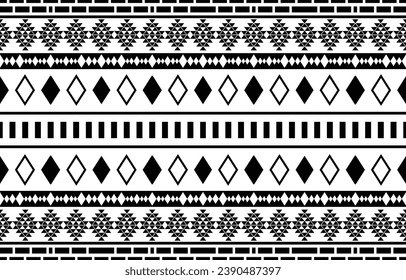aztec seamless pattern.  rug textile print texture Tribal design, geometric symbols for logo, cards, fabric decorative works. traditional print vector illustration. on black and white background.