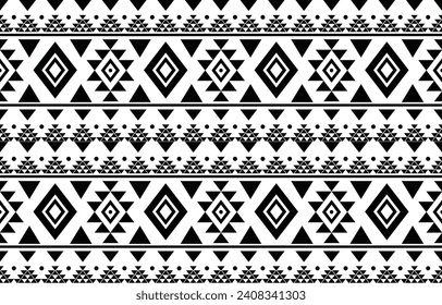 aztec seamless pattern.  rug textile print texture Tribal design, geometric symbols for logo, cards, fabric decorative works. traditional print vector illustration. on black and white background.