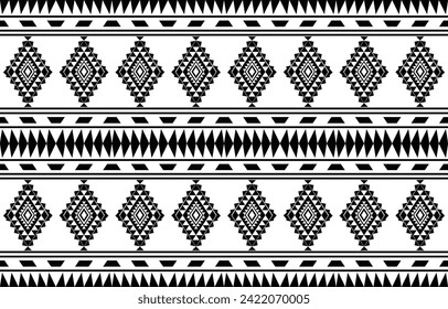 aztec seamless pattern.  rug textile print texture Tribal design, geometric symbols for logo, cards, fabric decorative works. traditional print vector illustration. on black and white background.