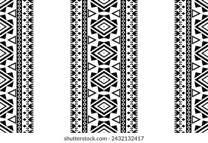 aztec seamless pattern.  rug textile print texture Tribal design, geometric symbols for logo, cards, fabric decorative works. traditional print vector illustration. on black and white background.