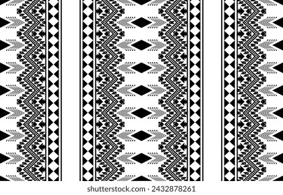aztec seamless pattern.  rug textile print texture Tribal design, geometric symbols for logo, cards, fabric decorative works. traditional print vector illustration. on black and white background.