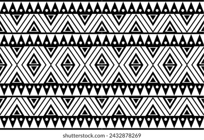 aztec seamless pattern.  rug textile print texture Tribal design, geometric symbols for logo, cards, fabric decorative works. traditional print vector illustration. on black and white background.