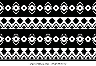 aztec seamless pattern.  rug textile print texture Tribal design, geometric symbols for logo, cards, fabric decorative works. traditional print vector illustration. on black and white background.