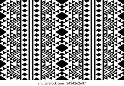 aztec seamless pattern.  rug textile print texture Tribal design, geometric symbols for logo, cards, fabric decorative works. traditional print vector illustration. on black and white background.