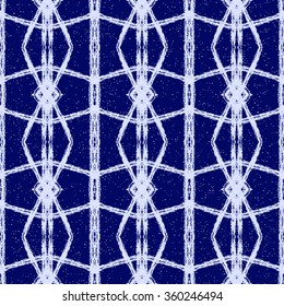 Aztec seamless pattern. Striped hand painted seamless pattern with ethnic and tribal motifs, zigzag lines, brush strokes and splatters. Ikat Mexican motif. Vector illustration. Zigzag and stripe line.