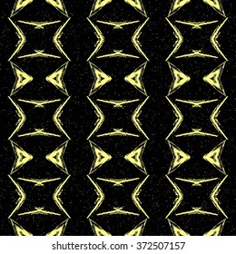 Aztec seamless pattern. Striped hand painted seamless pattern with ethnic and tribal motifs, zigzag lines, brush strokes and splatters. Ikat Mexican motif. Vector illustration. Zigzag and stripe line.