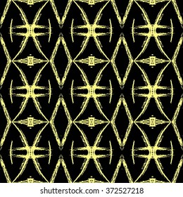 Aztec seamless pattern. Striped hand painted seamless pattern with ethnic and tribal motifs, zigzag lines, brush strokes and splatters. Ikat Mexican motif. Vector illustration. Zigzag and stripe line.