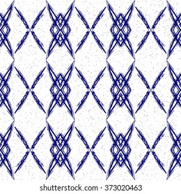 Aztec seamless pattern. Striped hand painted seamless pattern with ethnic and tribal motifs, zigzag lines, brush strokes and splatters. Ikat Mexican motif. Vector illustration. Zigzag and stripe line.