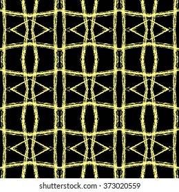 Aztec seamless pattern. Striped hand painted seamless pattern with ethnic and tribal motifs, zigzag lines, brush strokes and splatters. Ikat Mexican motif. Vector illustration. Zigzag and stripe line.