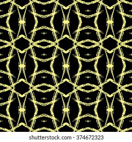 Aztec seamless pattern. Striped hand painted seamless pattern with ethnic and tribal motifs, zigzag lines, brush strokes and splatters. Ikat Mexican motif. Vector illustration. Zigzag and stripe line.