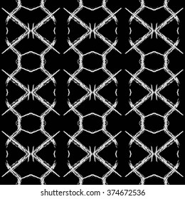 Aztec seamless pattern. Striped hand painted seamless pattern with ethnic and tribal motifs, zigzag lines, brush strokes and splatters. Ikat Mexican motif. Vector illustration. Zigzag and stripe line.
