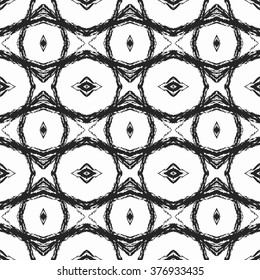 Aztec seamless pattern. Striped hand painted seamless pattern with ethnic and tribal motifs, zigzag lines, brush strokes and splatters. Ikat Mexican motif. Vector illustration. Zigzag and stripe line.