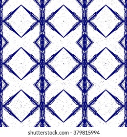 Aztec seamless pattern. Striped hand painted seamless pattern with ethnic and tribal motifs, zigzag lines, brush strokes and splatters. Ikat Mexican motif. Vector illustration. Zigzag and stripe line.