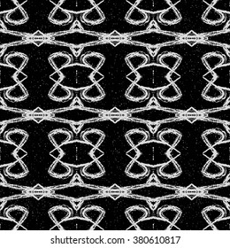 Aztec seamless pattern. Striped hand painted seamless pattern with ethnic and tribal motifs, zigzag lines, brush strokes and splatters. Ikat Mexican motif. Vector illustration. Zigzag and stripe line.