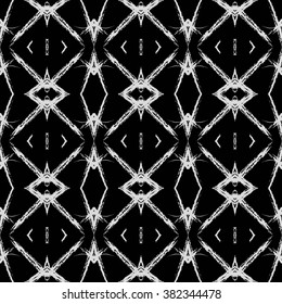 Aztec seamless pattern. Striped hand painted seamless pattern with ethnic and tribal motifs, zigzag lines, brush strokes and splatters. Ikat Mexican motif. Vector illustration. Zigzag and stripe line.