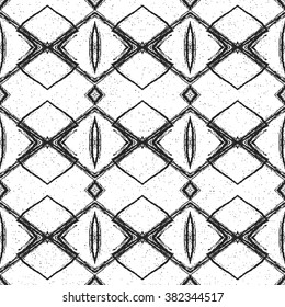 Aztec seamless pattern. Striped hand painted seamless pattern with ethnic and tribal motifs, zigzag lines, brush strokes and splatters. Ikat Mexican motif. Vector illustration. Zigzag and stripe line.