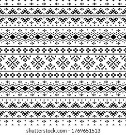 Aztec Seamless Pattern texture background design vector in black white color. Tribal pattern design 
