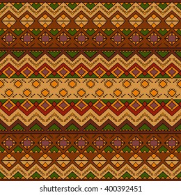 Aztec seamless pattern. Tribal aztec print. Abstract background with aztec ornament. Hand drawn aztec wallpaper.