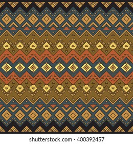 Aztec seamless pattern. Tribal aztec print. Abstract background with aztec ornament. Hand drawn aztec wallpaper.