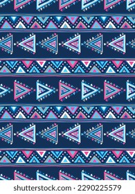 Aztec seamless vector pattern with colorful triangles. Ethnic, tribal design with geometric shapes. Fashion print for home decor, sportswear, swimwear