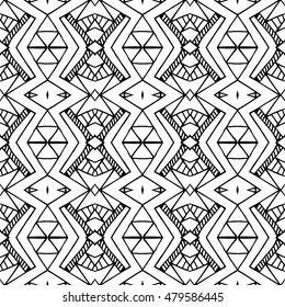 Aztec seamless vector pattern. Repeating geometric tiles. Modern stylish texture. Monochrome aztec design. Hand drawn tribe motif.