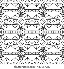 Aztec seamless vector pattern. Repeating geometric tiles. Modern stylish texture. Monochrome aztec design. Hand drawn tribe motif.