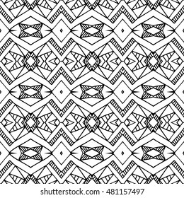 Aztec seamless vector pattern. Repeating geometric tiles. Modern stylish texture. Monochrome aztec design. Hand drawn tribe motif.