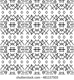 Aztec seamless vector pattern. Repeating geometric tiles. Modern stylish texture. Monochrome aztec design. Hand drawn tribe motif.