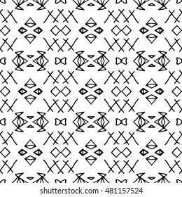 Aztec seamless vector pattern. Repeating geometric tiles. Modern stylish texture. Monochrome aztec design. Hand drawn tribe motif.
