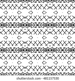 Aztec seamless vector pattern. Repeating geometric tiles. Modern stylish texture. Monochrome aztec design. Hand drawn tribe motif.