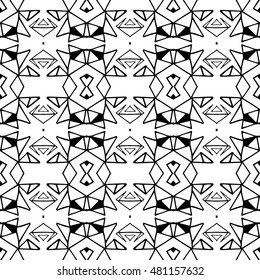 Aztec seamless vector pattern. Repeating geometric tiles. Modern stylish texture. Monochrome aztec design. Hand drawn tribe motif.