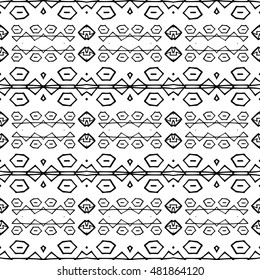 Aztec seamless vector pattern. Repeating geometric tiles. Modern stylish texture. Monochrome aztec design. Hand drawn tribe motif.