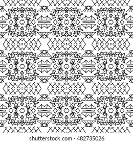 Aztec seamless vector pattern. Repeating geometric tiles. Modern stylish texture. Monochrome aztec design. Hand drawn tribe motif.