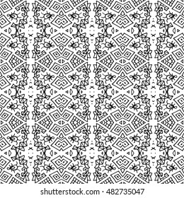 Aztec seamless vector pattern. Repeating geometric tiles. Modern stylish texture. Monochrome aztec design. Hand drawn tribe motif.