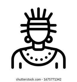 Aztec Shaman Icon Vector. Outline Aztec Shaman Sign. Isolated Contour Symbol Illustration
