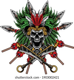 Aztec skull illustration available for your custom project