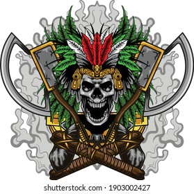 Aztec skull illustration available for your custom project