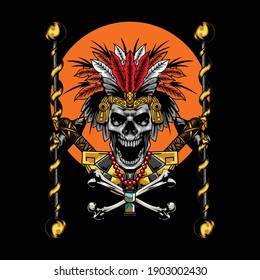 Aztec skull illustration available for your custom project