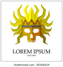 Aztec Skull Logo Illustration