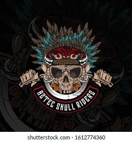 Aztec skull riders of illustration design vector