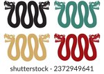 Aztec Snake With Two Heads Vector Illustration