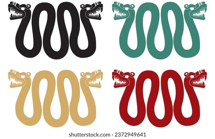 Aztec Snake With Two Heads Vector Illustration