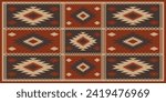 Aztec Southwest patchwork pattern. Vector Southwestern Navajo geometric patchwork pattern rustic bohemian style. Ethnic geometric pattern use for rug, tablecloth, quilt, cushion, upholstery, etc.