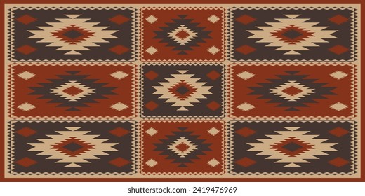 Aztec Southwest patchwork pattern. Vector Southwestern Navajo geometric patchwork pattern rustic bohemian style. Ethnic geometric pattern use for rug, tablecloth, quilt, cushion, upholstery, etc.