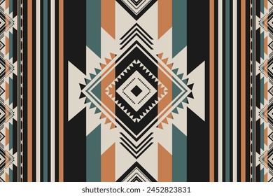 Aztec southwest stripes pattern. Vector Native American southwestern geometric stripes seamless pattern rustic bohemian vintage style. Ethnic southwest pattern use for textile, home decoration element