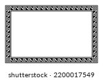 Aztec stepped fret motif, rectangle frame with meander pattern. Border made of steps, seamlessly connected to a spiral, similar to a Greek key. Also referred to as step fred design or Xicalcoliuhqui.