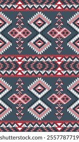 Aztec stripe pattern in red and gray. Aztec American seamless inspired for scarf kerchief shirt fabric tablecloth pillow carpet rug phones cases clothing textile fabric print design.