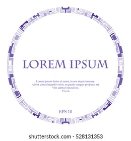 Aztec style circle frame on a white background