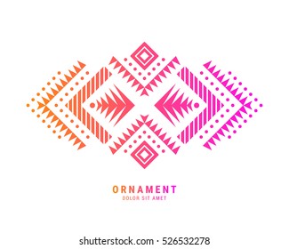 Aztec style colorful ornament. American indian ornamental pattern design. Tribal decorative template. EPS 10 vector background. Isolated.