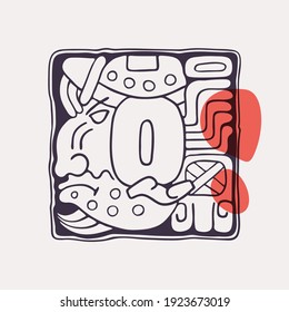 Aztec style letter Q initial. Native American font with warrior or god face. You can use it in history logo, war emblem, indigenous tattoo design and sport identity.